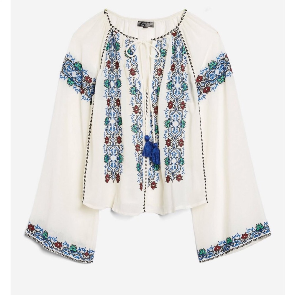 Nwt topshop embroidered bardot top